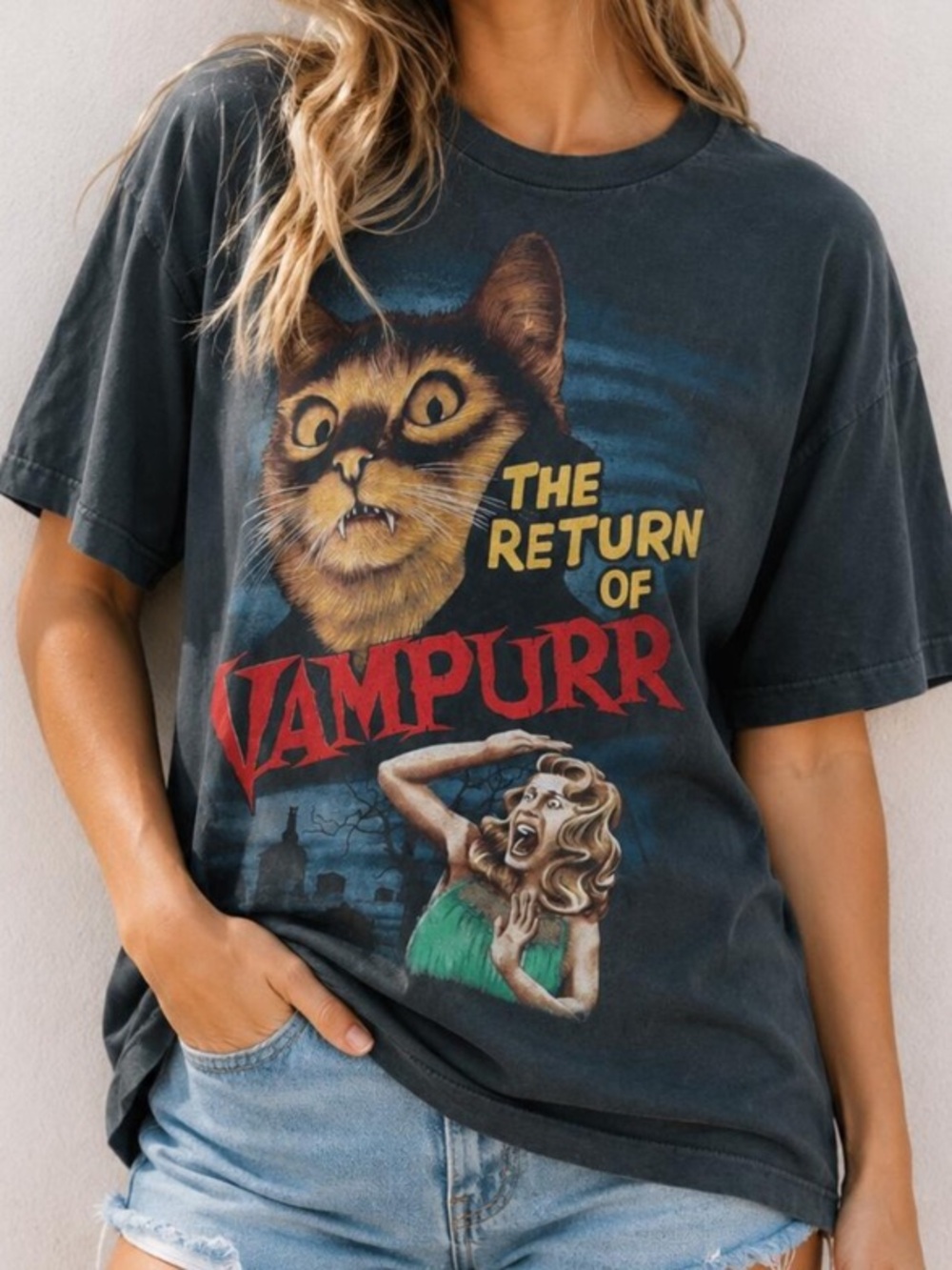 Comfort Colors Graphic 'The Return of Vampurr' Cat Tee